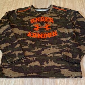 Under Armour loose fit coldgear long sleeve shirt camo orange